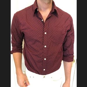 Club Monaco Maroon Polka Dot Shirt